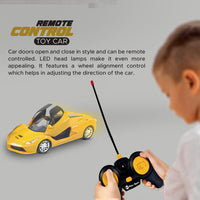 NHR Remote Control Car with Back Front Light, Open able Door, Remote and USB Cable for Kids (3+ Years, Yellow)
