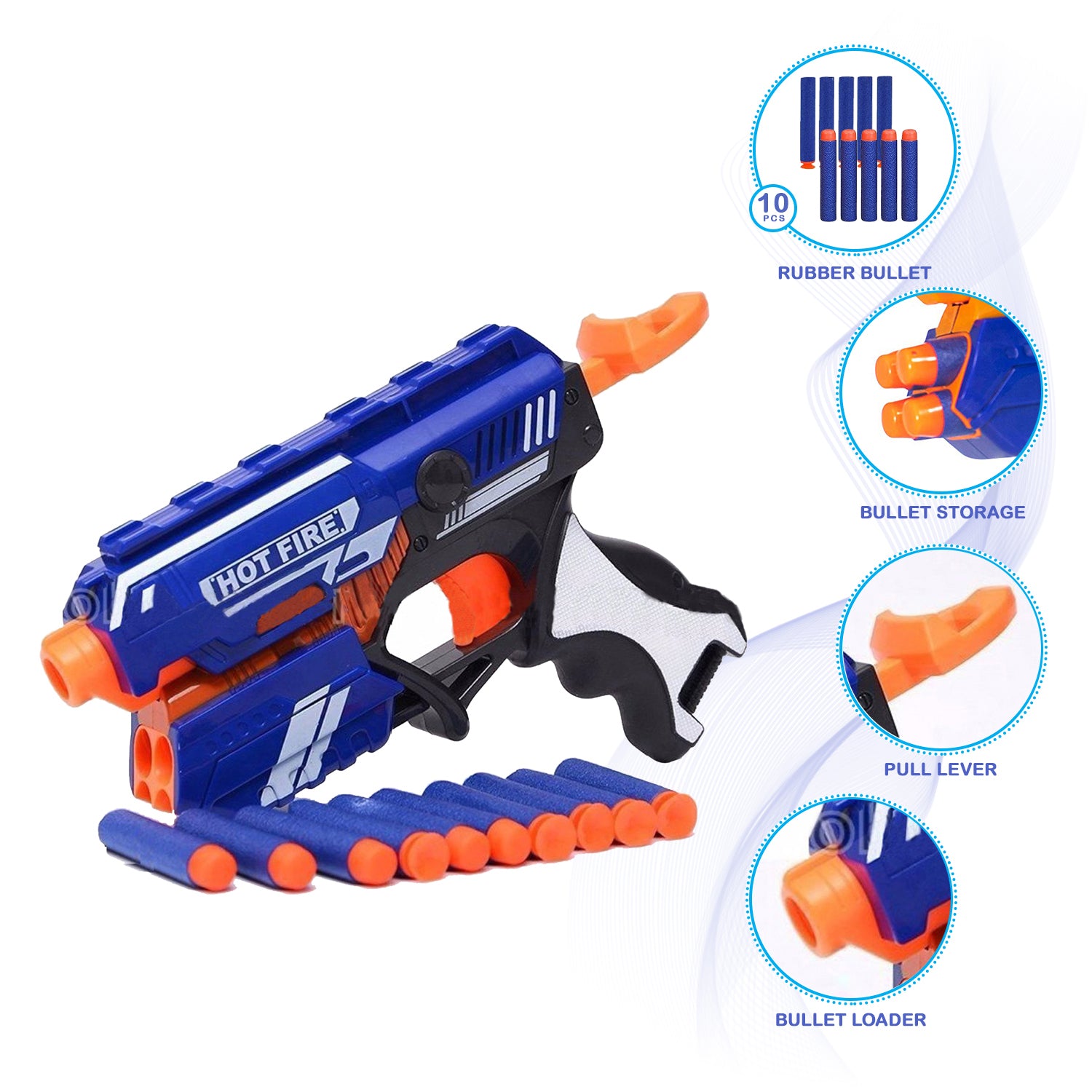 NHR Foam Blaster Gun Toy, Safe and Long Range Shooting Gun, (10