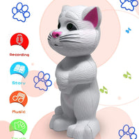 NHR Intelligent Talking Tom Cat, Speaking Robot Cat Repeats What You Say, Touch Recording Rhymes and Songs, Musical Cat Toy for Kids (3+ Years, White)