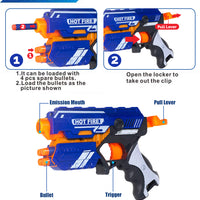 NHR Foam Blaster Gun Toy, Safe and Long Range Shooting Gun, (10 Foam Bullets and 10 Suction Dart Bullets) Multicolor