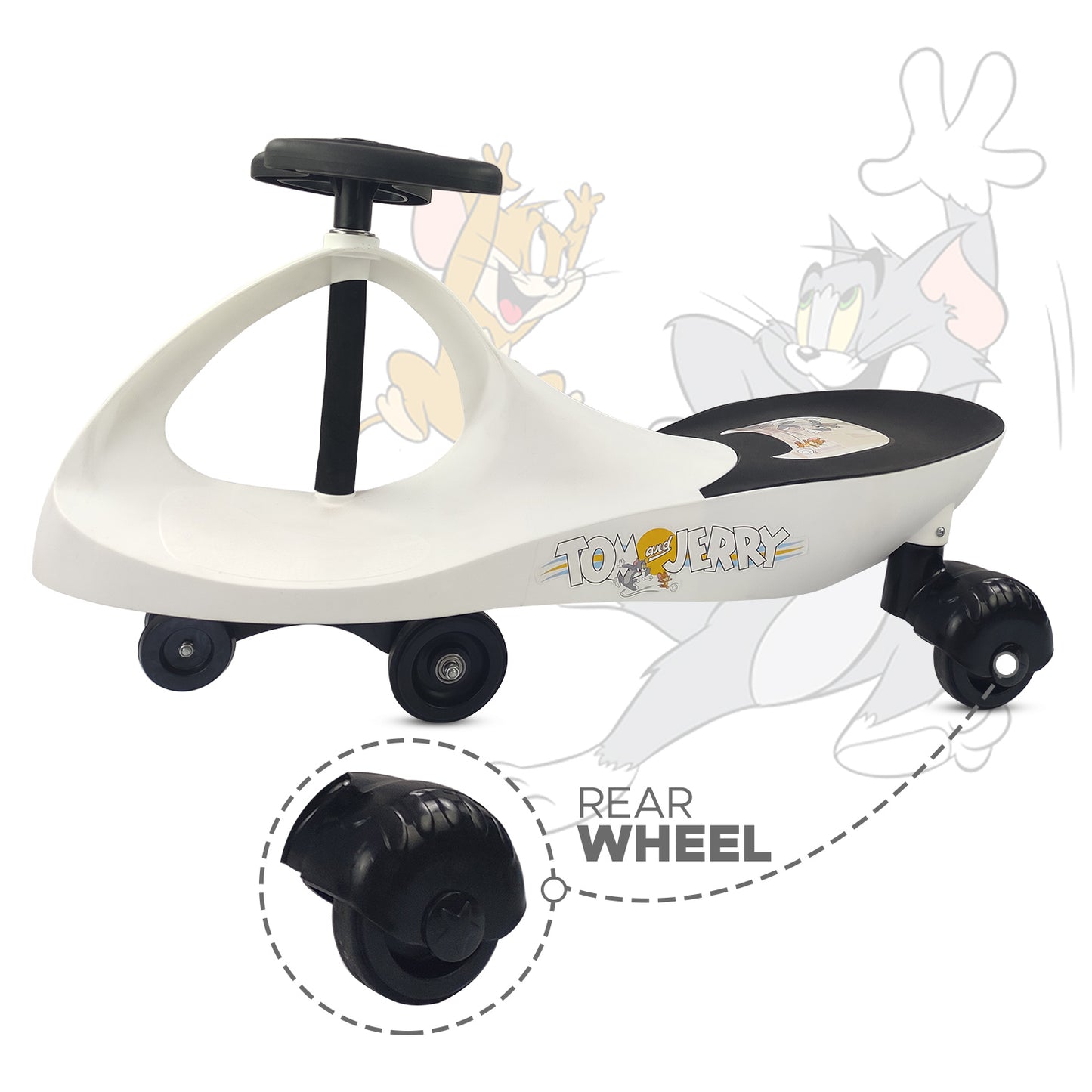 Nhr Tom & Jerry Magic Swing Car, Ride On for Kids with Scratch Free Wheels (Choose Any Color)