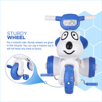 Dash Teddy Foldable Tricycle for Kids, Baby Cycle, Kids Cycle, Tricycle for Kids for 1 Years to 3 Years with Light and Music (Capacity 20Kg | Blue)